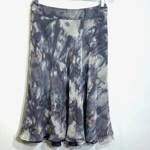 100% Silk Chiffon Flowy Skirt Size 6 Fairy Abstract Romantic‎ Boho Career Lined